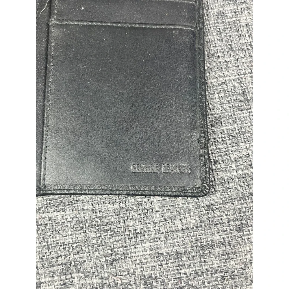 English Leather Mens Black Genuine Leather Long Bifold Secretary Wallet Slim